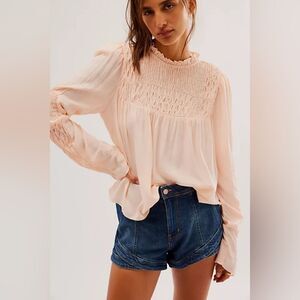 Free People Ruffle Blouse Pink Feminine XS Flowy Romantic